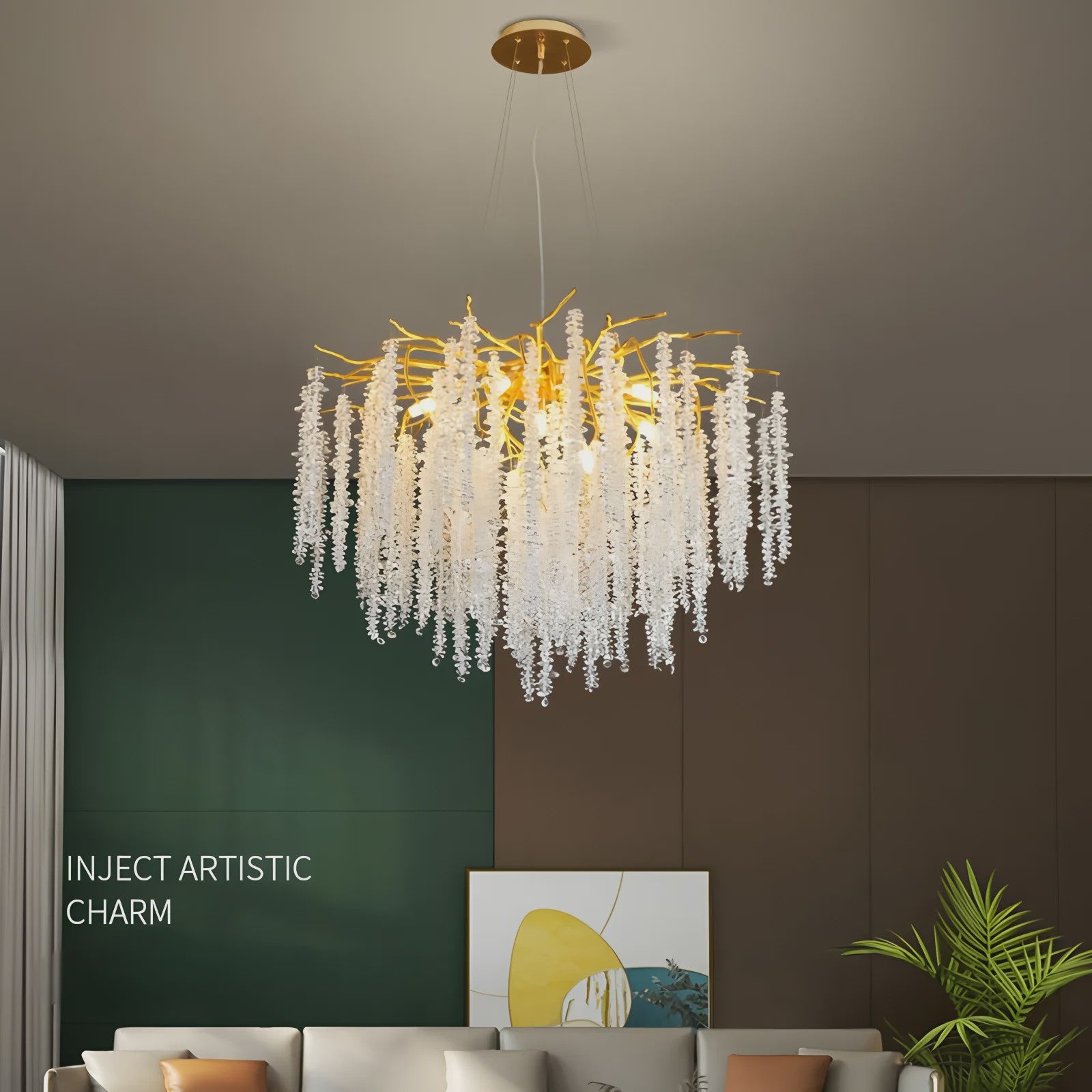 Luxe Kristallen Kroonluchter met LED - Goudkleurig - Verstelbaar - Perfect voor Woon- en Slaapkamer