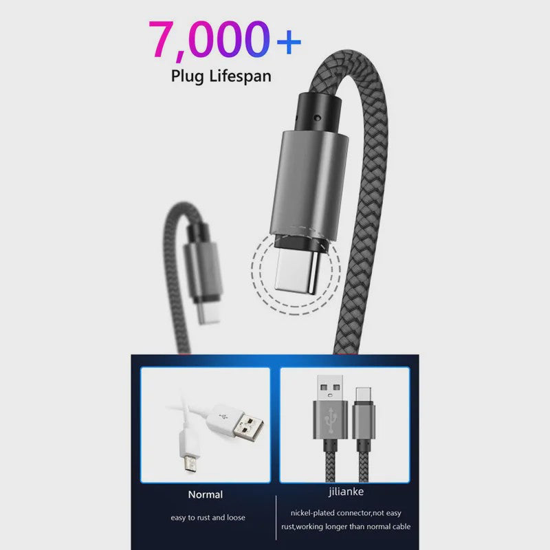 Nylon USB-C Laadkabel - Snel Opladen & Data Transfer voor Huawei, Samsung & Android (1/2/3M)