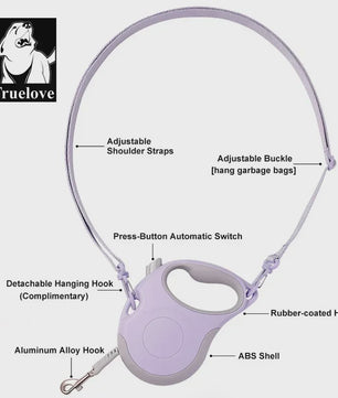 Truelove Intrekbare Hondentuig 5 Meter - Tangle Free, Eénhandige Rem & Vergrendeling