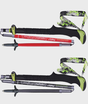 Pioneer Ultralichte Carbon Trekkingstokken - Opvouwbaar & Snel Sluitend (115-135cm)
