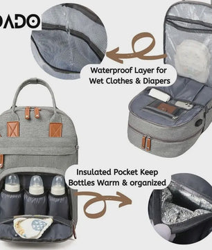 Multifunctionele Luiertas Rugzak Baby Essentials Waterdicht met Verschoonstation & Kinderwagenhaken