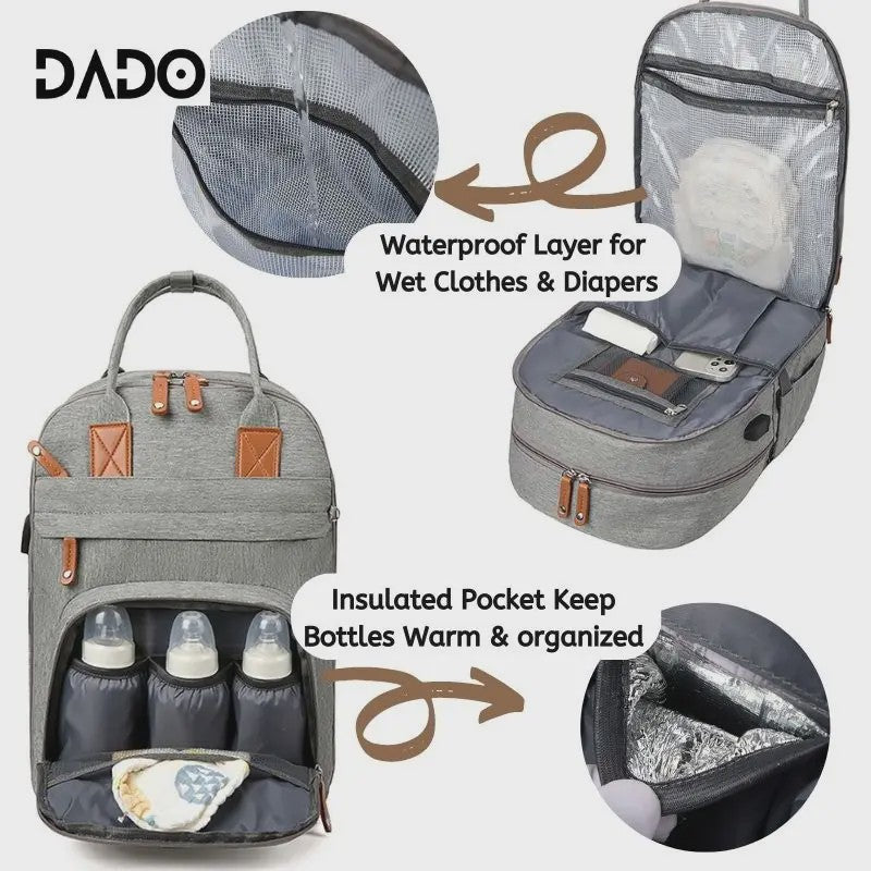 Multifunctionele Luiertas Rugzak Baby Essentials Waterdicht met Verschoonstation & Kinderwagenhaken