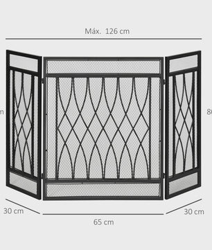 Homcom Haard Scherm 3 Panelen - Opvouwbaar Vuurvast Scherm 126x80 cm