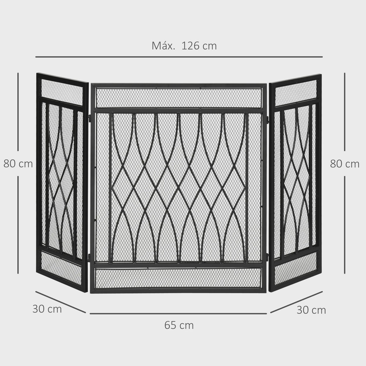 Homcom Haard Scherm 3 Panelen - Opvouwbaar Vuurvast Scherm 126x80 cm