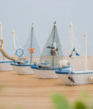 Houten Zeilboot Miniatuur - Mediterrane Stijl Nautische Decoratie
