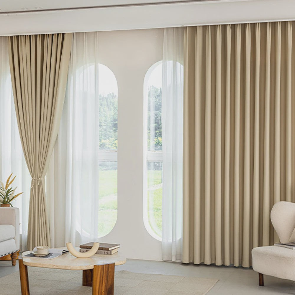 Moderne Dikke Chenille Blackout Gordijn met Golfpatroon - Geluidsisolerend & Zonwerend