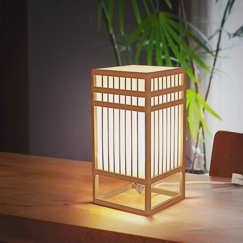 Japanse Bamboe Boeklamp - Minimalistische Sfeerverlichting voor Bureau en Nachtkastje
