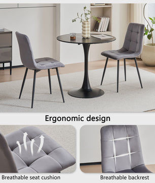 Set Eettafelstoelen (2/4/6 stuks) - Gestoffeerd Fluweel met Metalen Frame