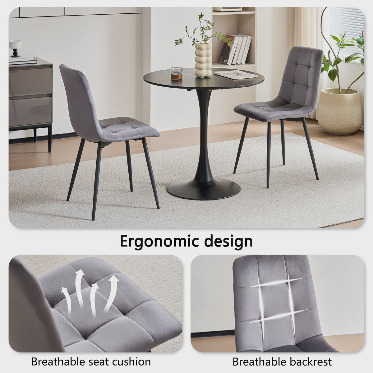 Set Eettafelstoelen (2/4/6 stuks) - Gestoffeerd Fluweel met Metalen Frame