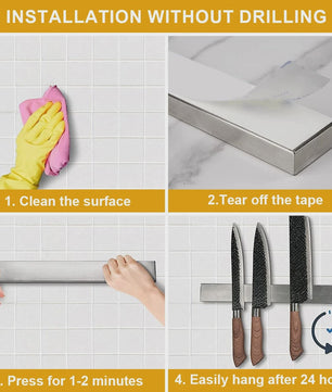 Magnetische Messenhouder voor Aan de Muur - Roestvrij Staal, Multifunctionele Keuken Organizer