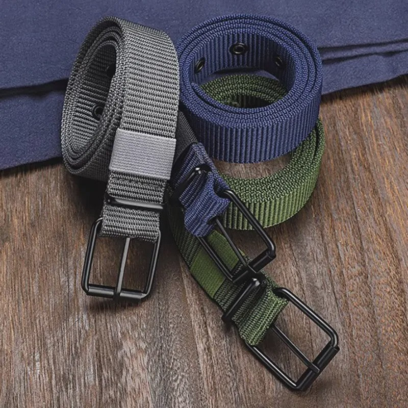 Stijlvolle Heren & Dames Canvas Riem met Pin Gesp - Duurzaam en Trendy voor Outdoor & Jeans
