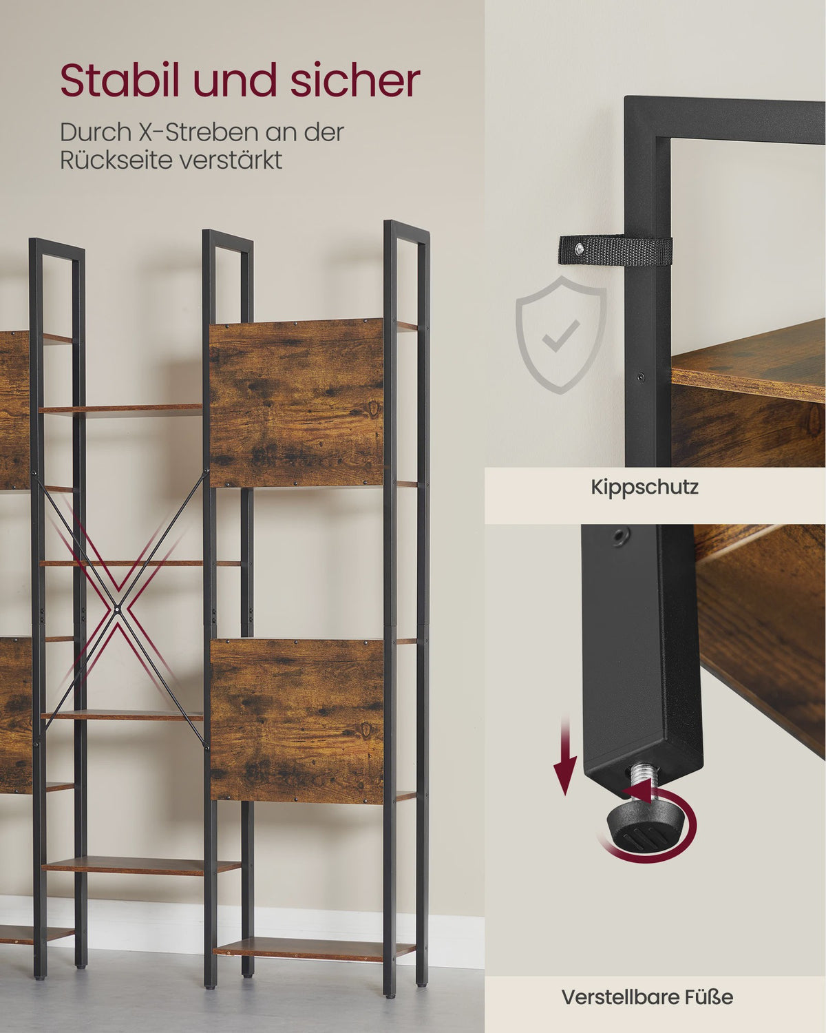 Industriële Boekenkast met 14 Planken - Metalen Frame voor Woonkamer & Kantoor