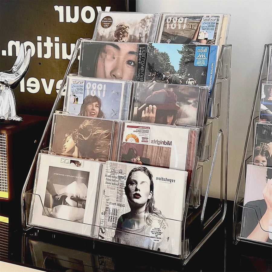 Transparant CD-rek & Opbergbox voor Vinylplaten en Mini Discs - Stijlvolle Collectie Display