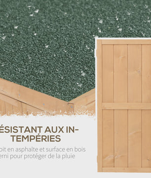 Outsunny Houten Tuinkast op Poten met Dubbele Deuren en Schuin Dak - 74x43x88 cm