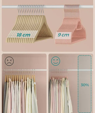 SONGMICS 50-delige fluwelen kledinghangers - Antislip & 360° draaibare haak