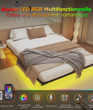 Zwevend Metalen Bedframe met LED Verlichting - Modern Platform Bed