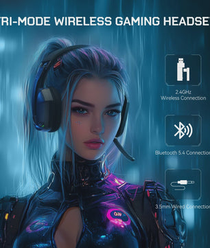 EKSA G19 BT Gaming Headset: Draadloos 2.4GHz/Bluetooth, Lichtgewicht, Opvouwbaar, Met Microfoon voor PC/PS5/Xbox