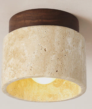 Japanse Stijl LED Plafondlamp - Natuursteen & Hout - Sfeervolle Verlichting