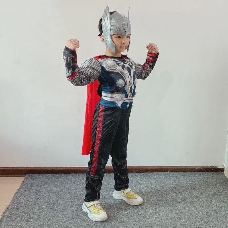 Thor Muscle Held Cosplay Kostuum Compleet met Mjölnir Hamer - Kinderen Halloween & Carnaval