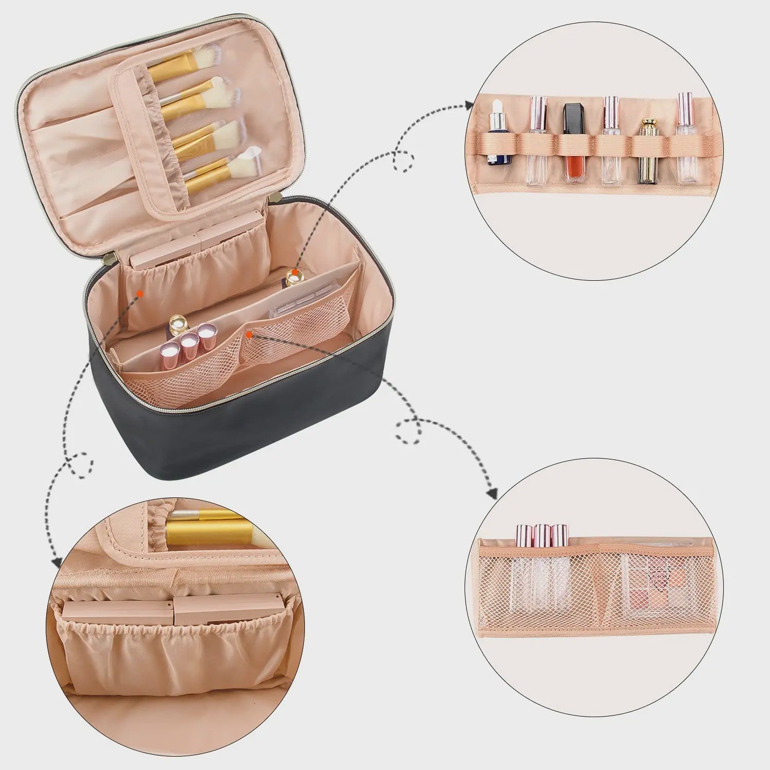 Grote Make-up Tas - Draagbare Kosmetische Organizer met Veel Opbergruimte voor Dames en Meisjes