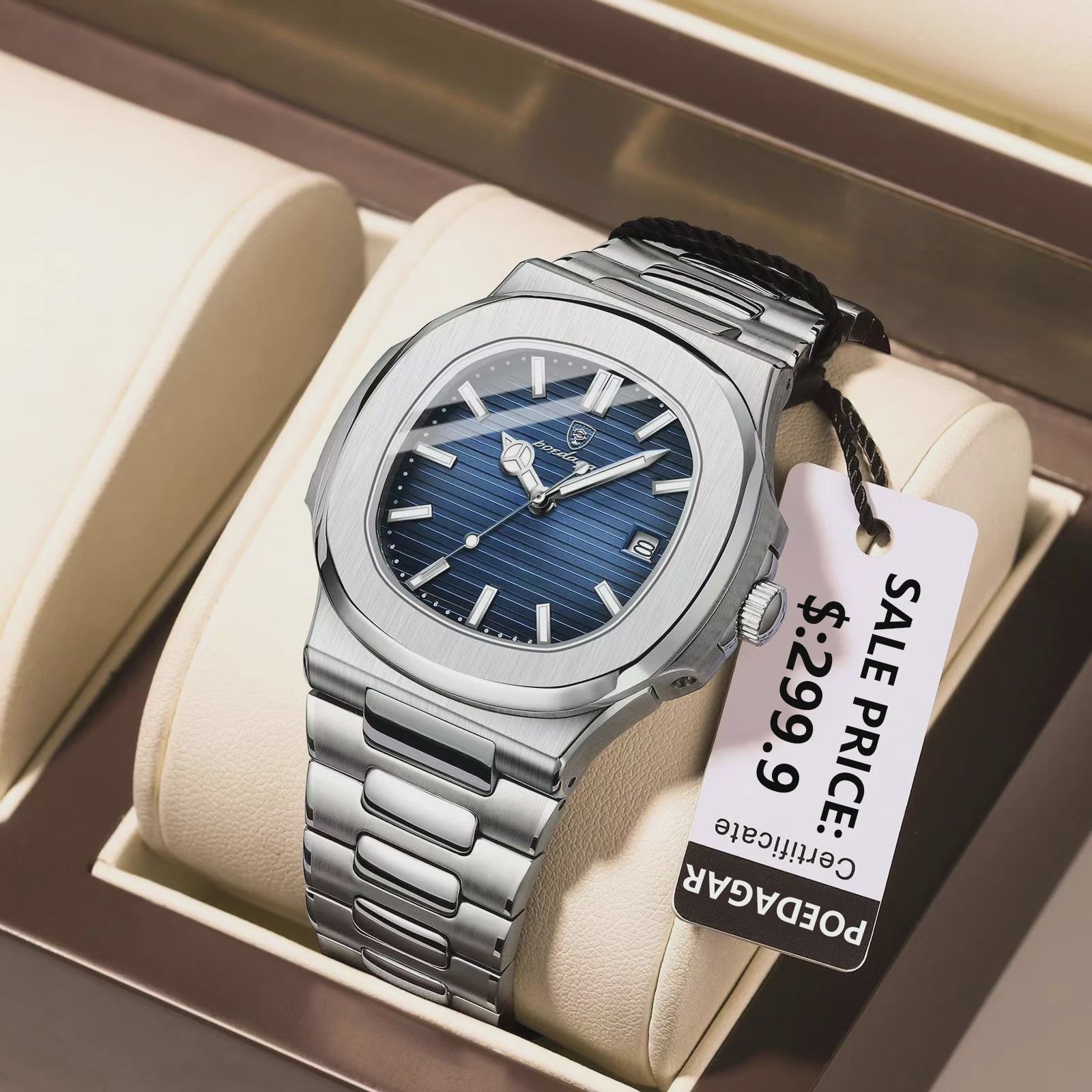 POEDAGAR Luxe Herenhorloge - RVS, Waterdicht, Lichtgevend & Datumfunctie
