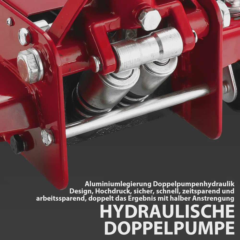 3T Hydraulische Vloerkrik - Zwaar Uitvoering Staal met Dubbele Pomp & Hefbereik 75-505mm