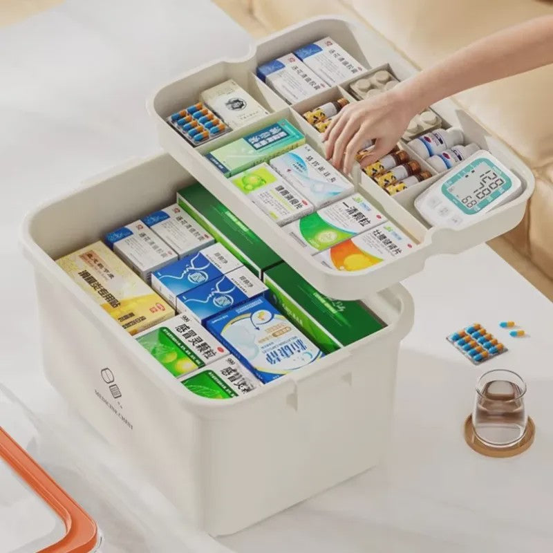 Grote Medicijnkist met Lagen - Draagbare EHBO Kit voor Thuis en Noodgevallen