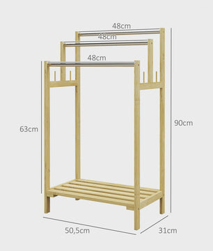 Bamboe Handdoekladder met Plank en Haken - 50.5x31x90 cm
