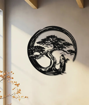 Japanse Bonsaiboom Metalen Wanddecoratie - Roestvrij & Waterdicht voor Huis en Tuin