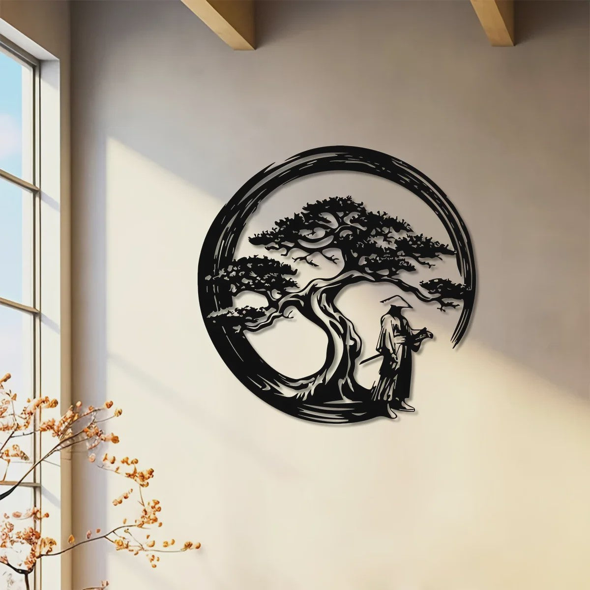 Japanse Bonsaiboom Metalen Wanddecoratie - Roestvrij & Waterdicht voor Huis en Tuin