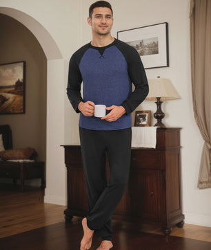 Herenset Katoenen Pyjama Lange Mouw - Comfortabel & Ademend Loungewear