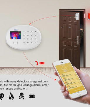 KERUI Tuya Smart Home Alarm Systeem - WiFi GSM Inbraakalarm met Bewegings- en Deursensoren