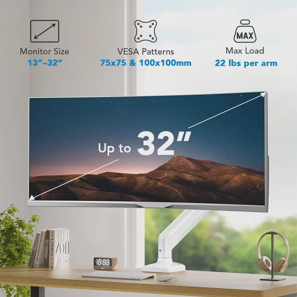 Universele Monitor Arm voor Schermen tot 32 Inch - Bureau Mount met Verstelbare Hoogte en Kanteling