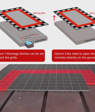 40x40cm Garage Vloertegels - 40 Stuks Set - Interlocking Polypropyleen - Zwart/Rood