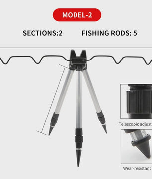 3-Delige Telescopische Hengelsteun Tripod met Sterke Basis voor Vissers