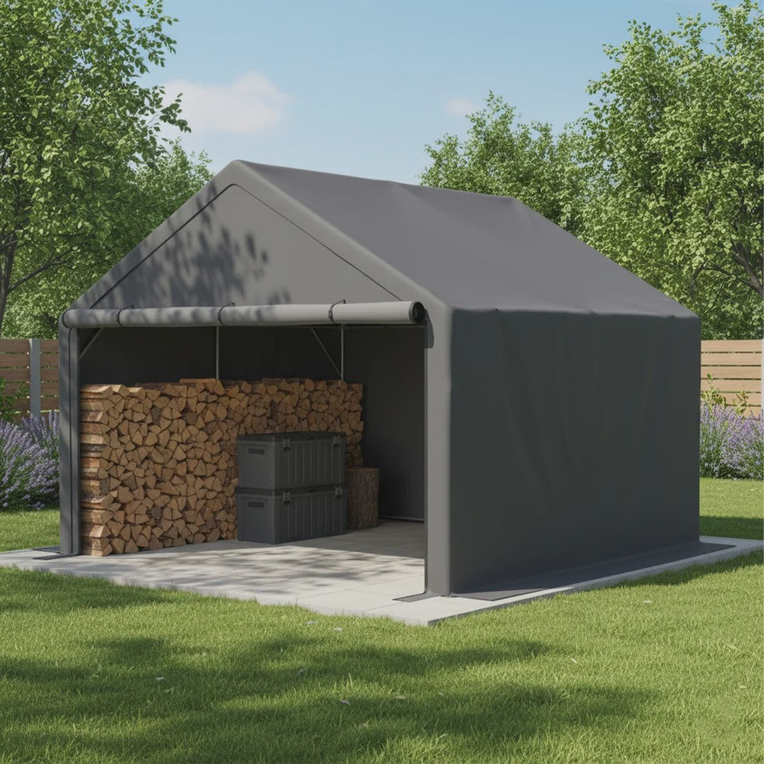 Donkergrijze Fietsenstalling Tent - 305x296x233cm - Outdoor Opslag voor Fietsen & Tuin Gereedschap