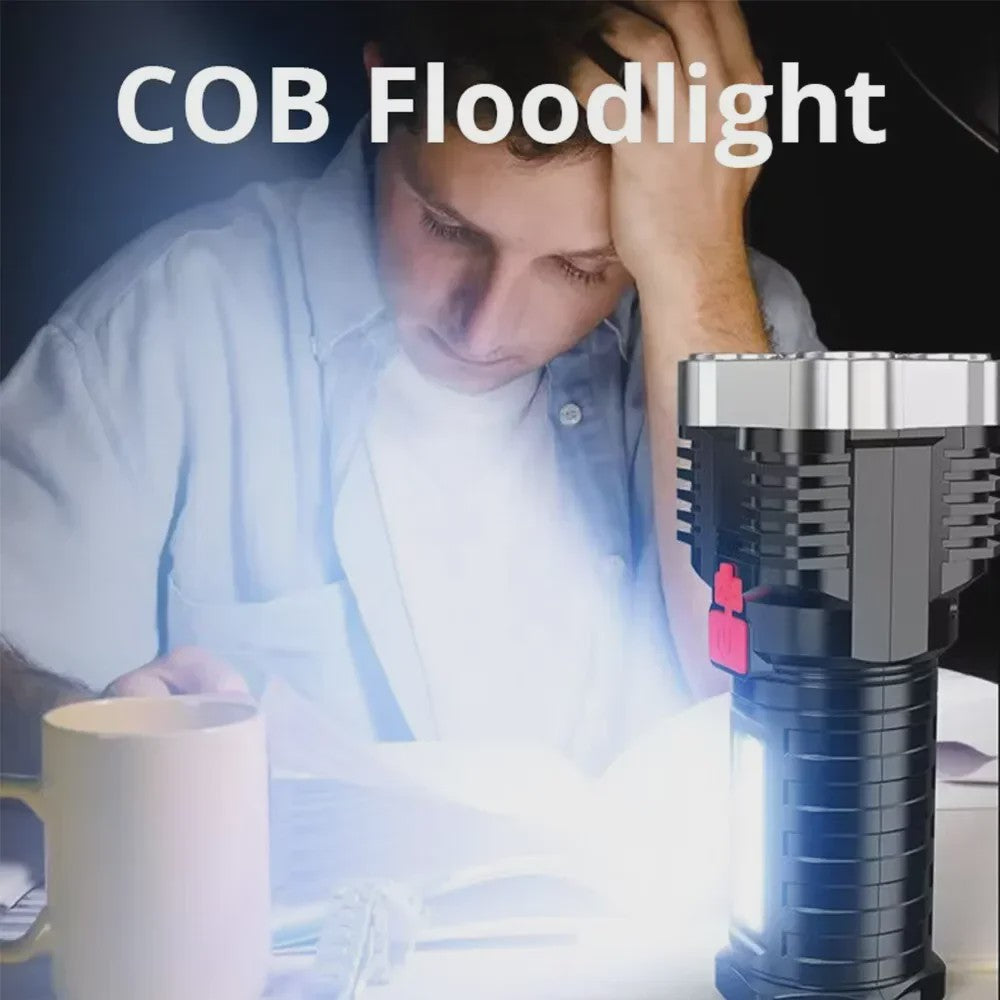 Krachtige Oplaadbare LED Zaklamp met Zijlicht - 5 LED's & COB