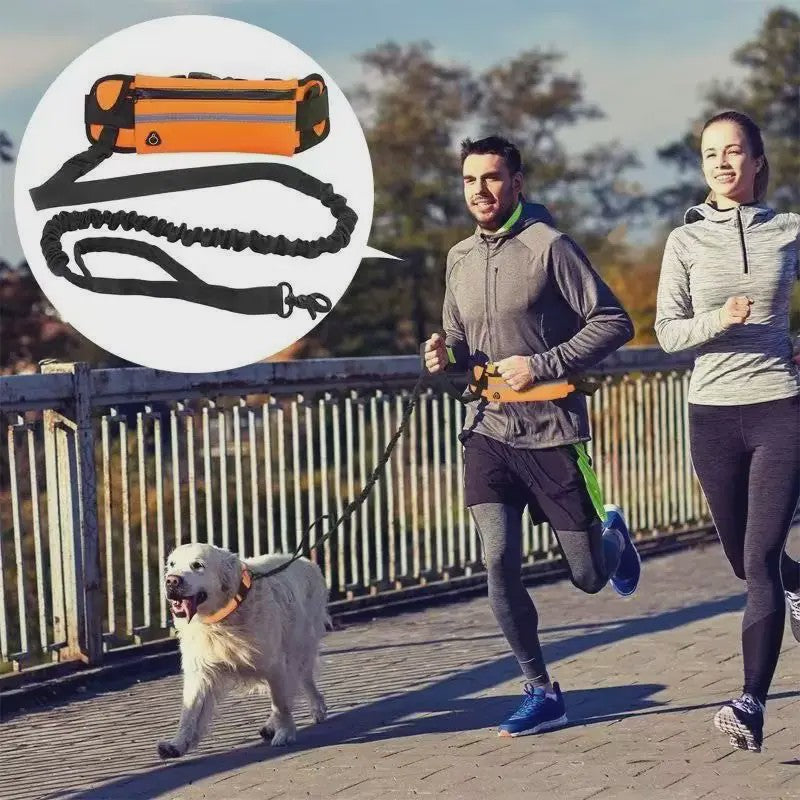 Handsfree Hondentuig met Heuptas - Reflecterend, Intrekbaar & Elastisch voor Lopen & Rennen