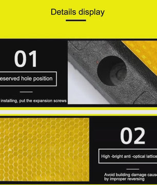 2x Heavy-Duty Wielstop Parkeerstopper met Reflecterende Strips - Veilige Parkeerhulp voor Garage & Oprit