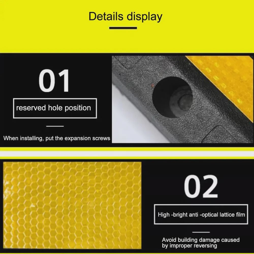 2x Heavy-Duty Wielstop Parkeerstopper met Reflecterende Strips - Veilige Parkeerhulp voor Garage & Oprit