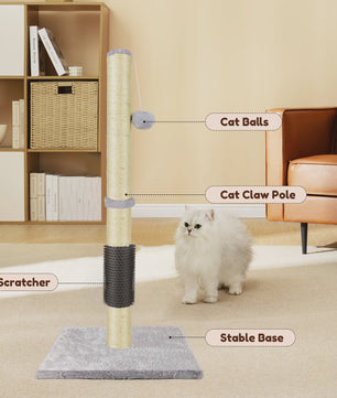 80cm Krabpaal voor Katten met Speelbal en Stabiele Basis