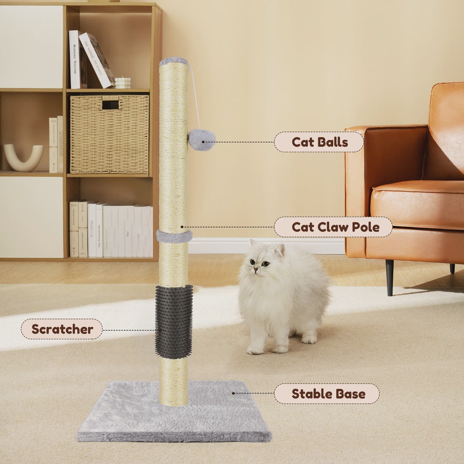 80cm Krabpaal voor Katten met Speelbal en Stabiele Basis