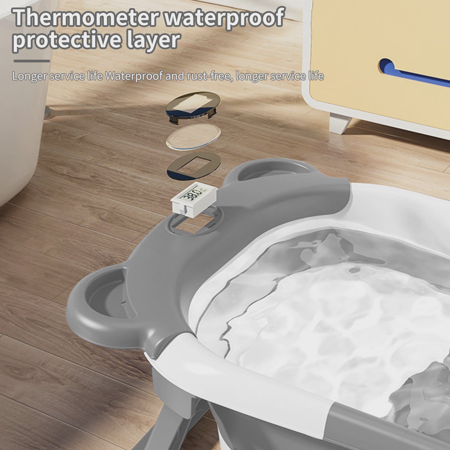 Opvouwbaar Babybadje met Thermometer & Antislip Kussen - Draagbaar voor Pasgeborenen
