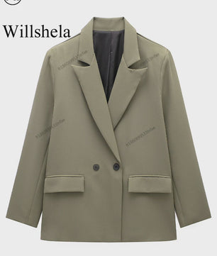 Dames Blazer met Zakken - Stijlvolle Dubbelzijdige Vintage Look