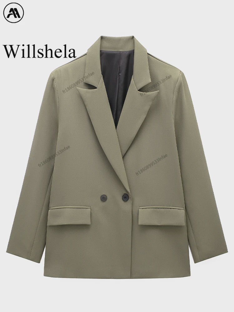 Dames Blazer met Zakken - Stijlvolle Dubbelzijdige Vintage Look