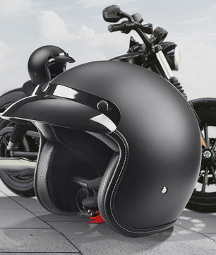 Retro 3/4 Motorhelm Open-Face met Afneembaar Vizier - Vintage Stijl Veiligheidshelm voor Cruiser & Scooter
