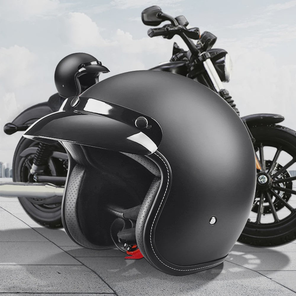 Retro 3/4 Motorhelm Open-Face met Afneembaar Vizier - Vintage Stijl Veiligheidshelm voor Cruiser & Scooter
