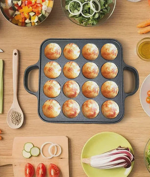 Gietijzeren Takoyaki Pan met 16 Holtes - Non-Stick Octopus Bal Maker
