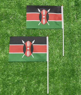 Kenya Handvlag met Plastic Stok - 21x14cm - Ideaal voor Sport, Decoratie & Feesten