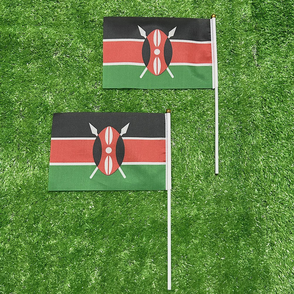 Kenya Handvlag met Plastic Stok - 21x14cm - Ideaal voor Sport, Decoratie & Feesten